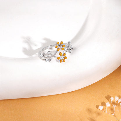 Silver Flora Fine Ring