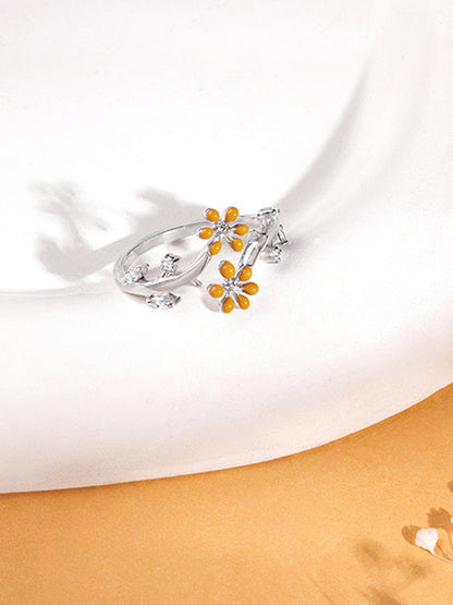 Silver Flora Fine Ring