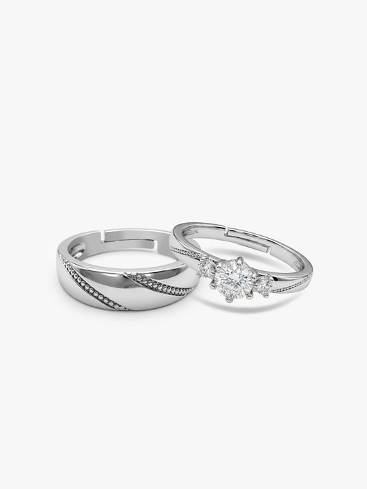 Silver We Are Together Couple Rings