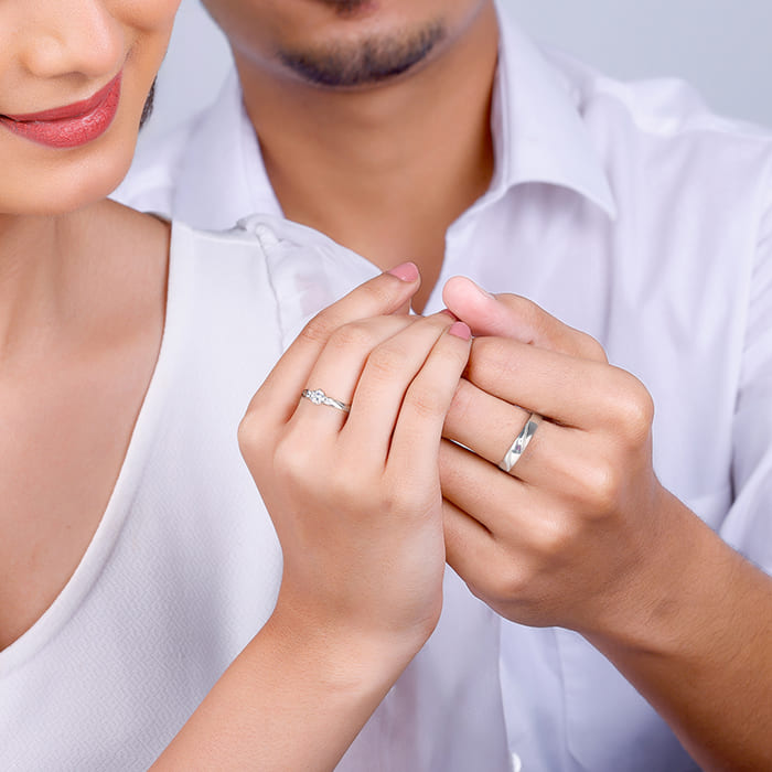 Silver We Are Together Couple Rings - view 2