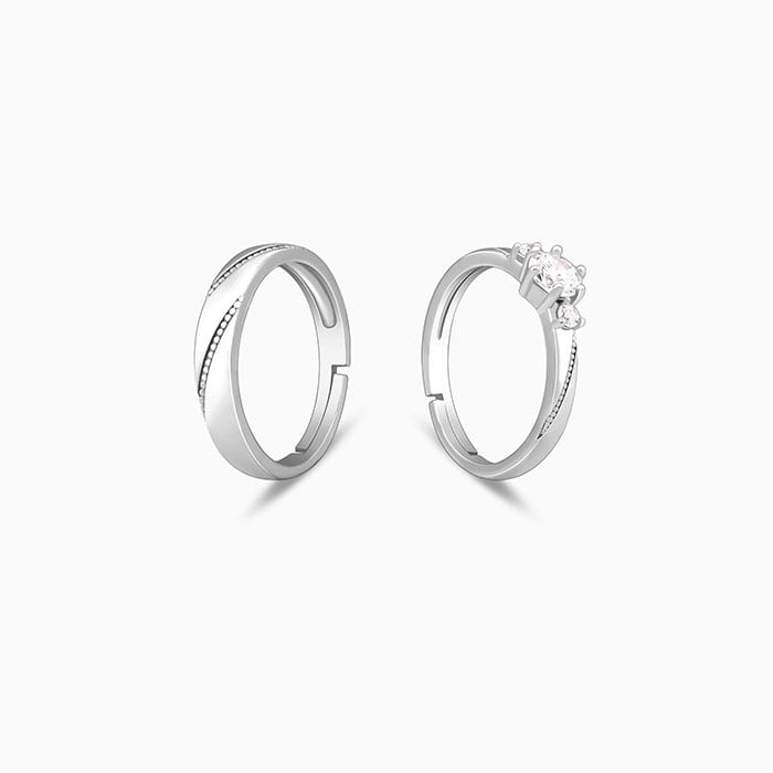 Silver We Are Together Couple Rings - view 3