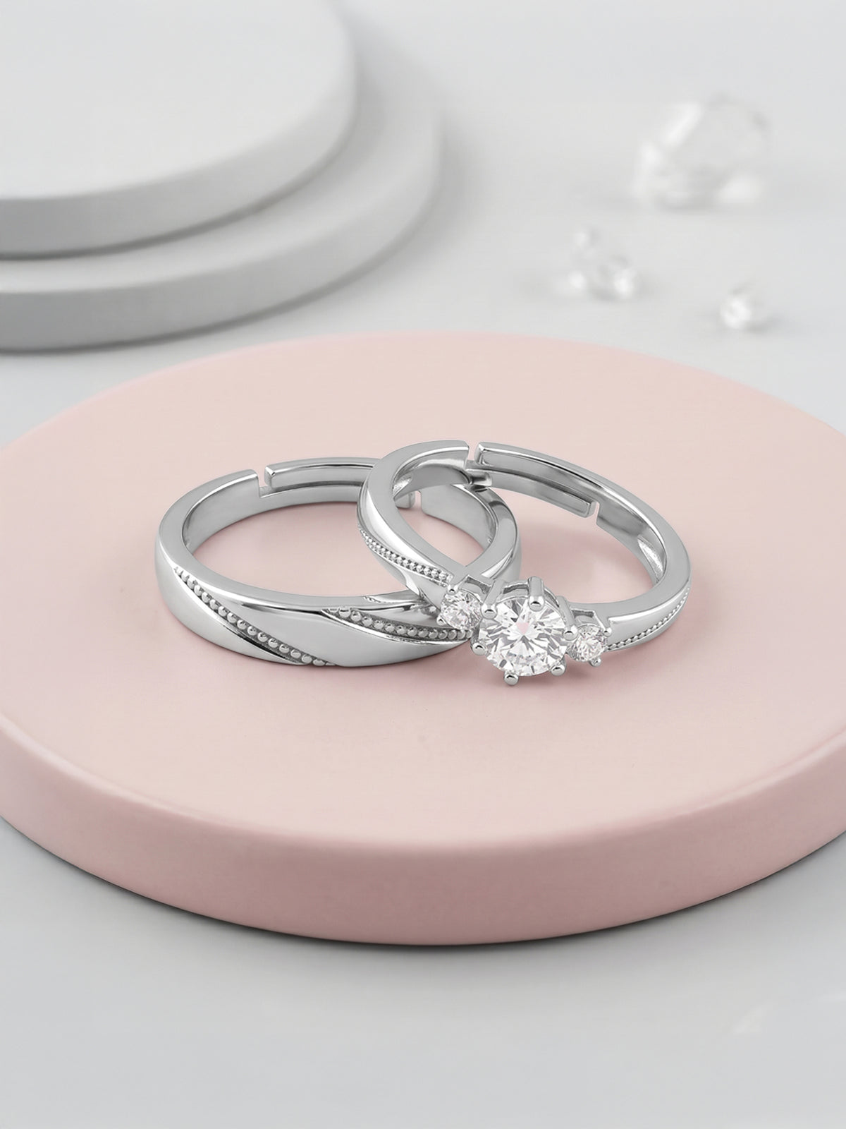 Silver We Are Together Couple Rings