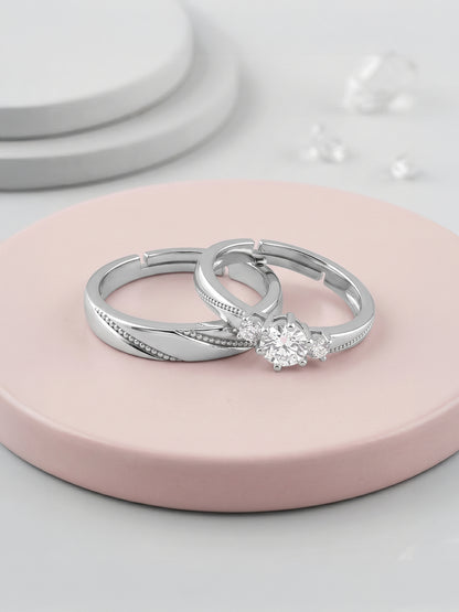 Silver We Are Together Couple Rings