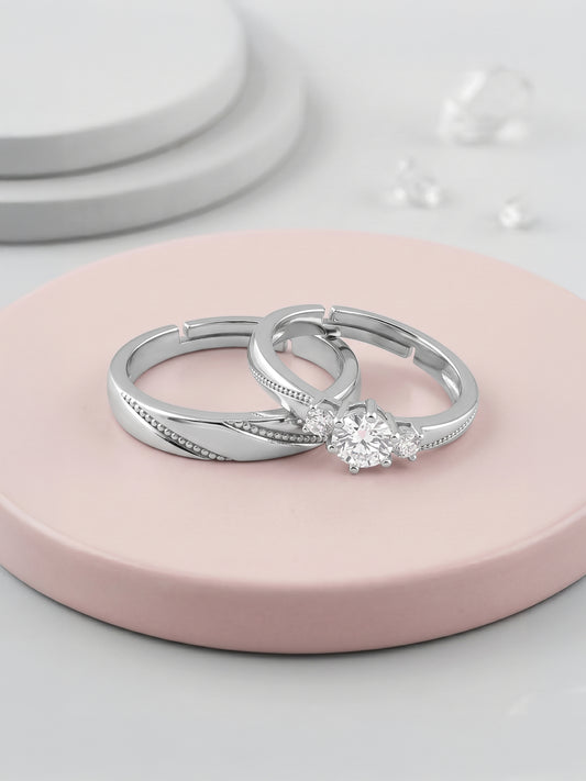 Silver We Are Together Couple Rings