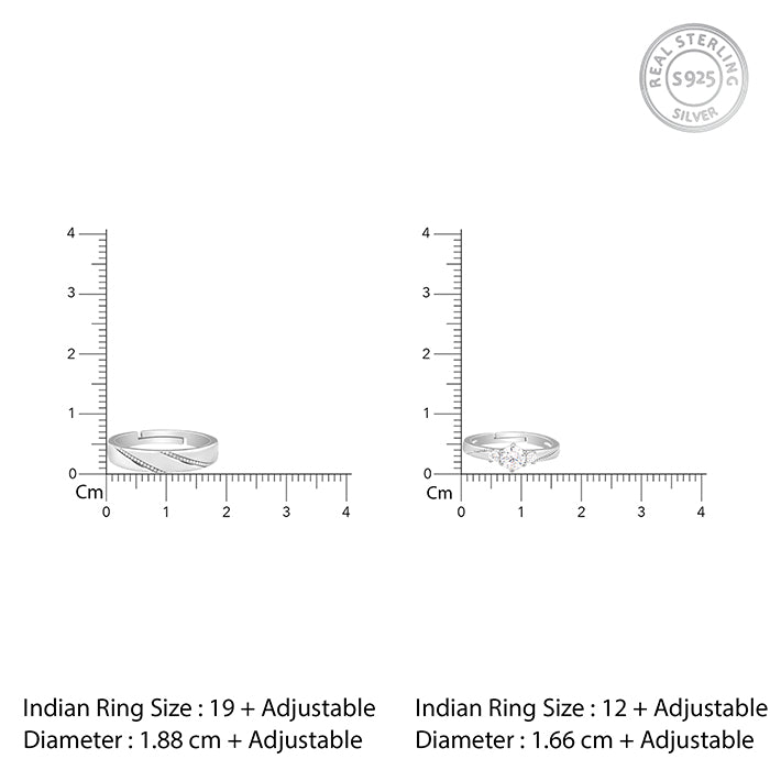 Silver We Are Together Couple Rings - view 5