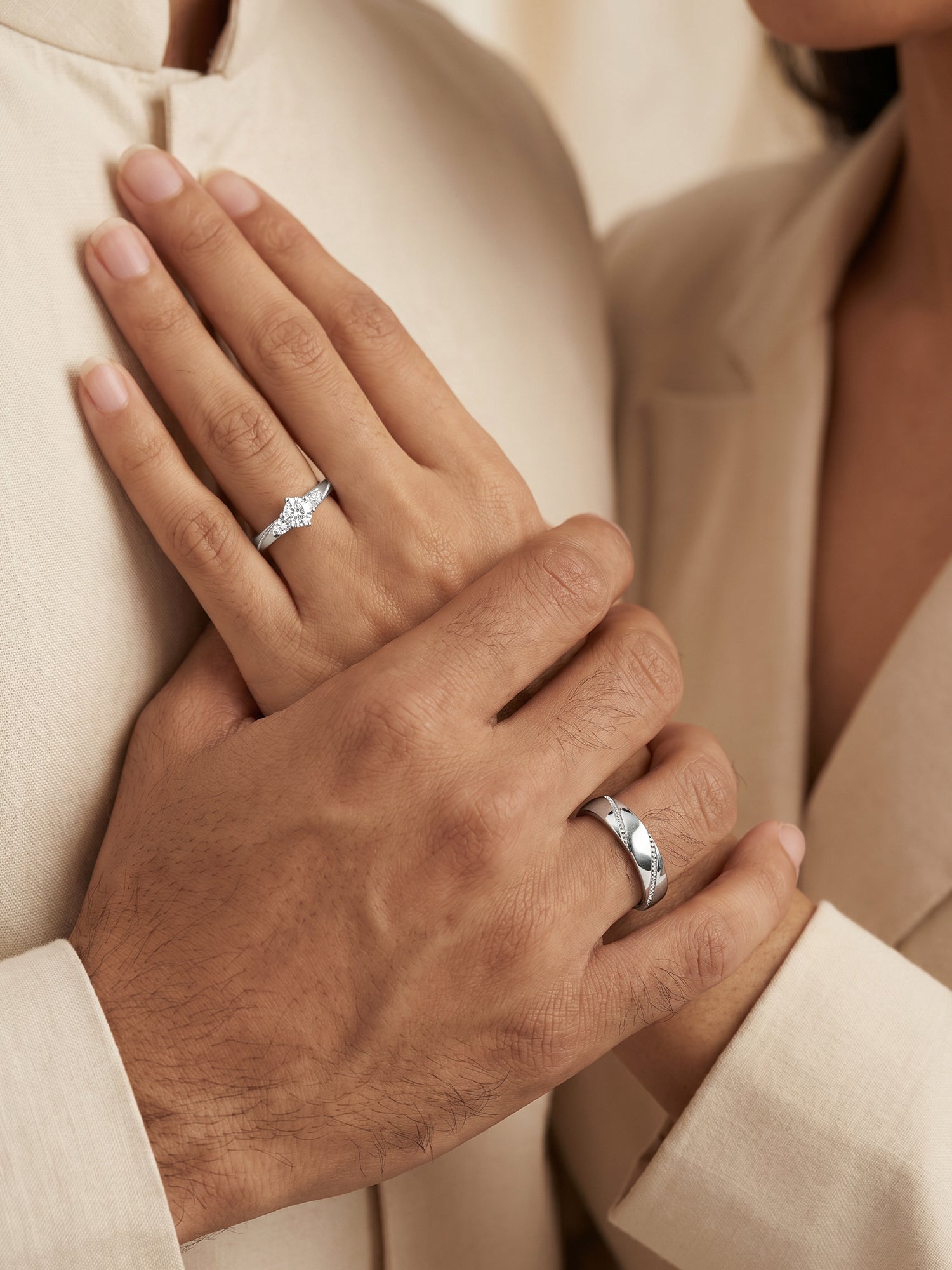 Silver We Are Together Couple Rings