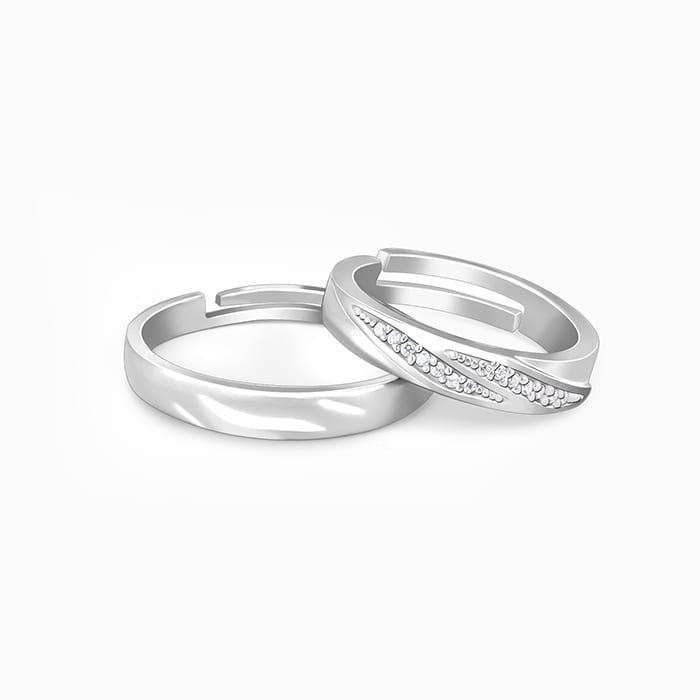 Buy Charismatic Name Engraved Couple Rings in Sterling Silver Online at Best  Prices - Giftcart.com
