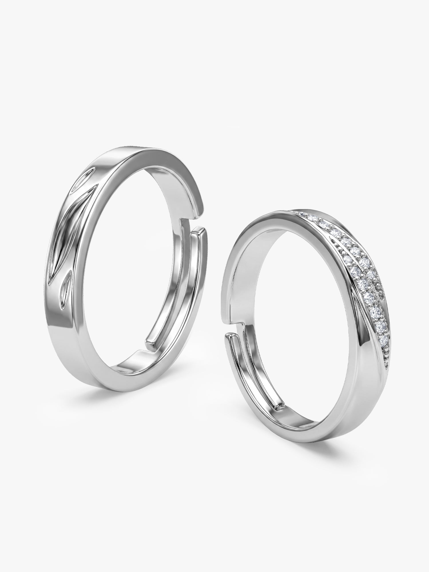 Silver Vintage Couple Band