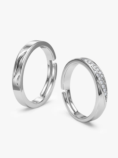 Silver Vintage Couple Band