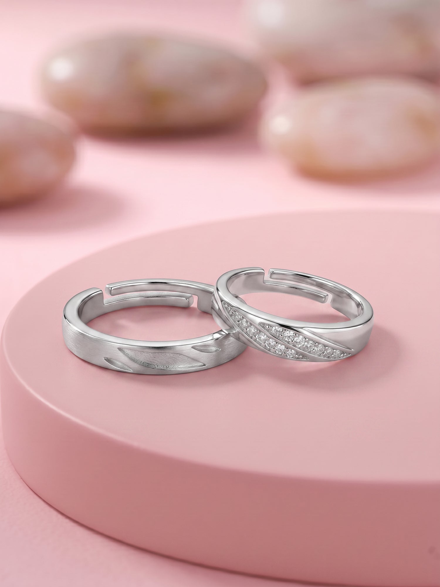 Silver Vintage Couple Band