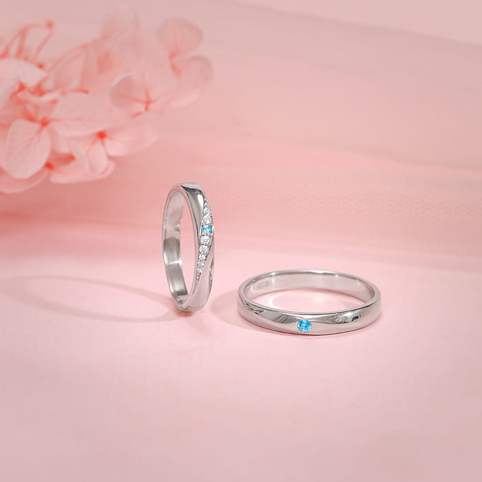 Silver Cherish Couple Bands - view 2