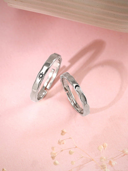 Silver Sun & Moon Couple Bands