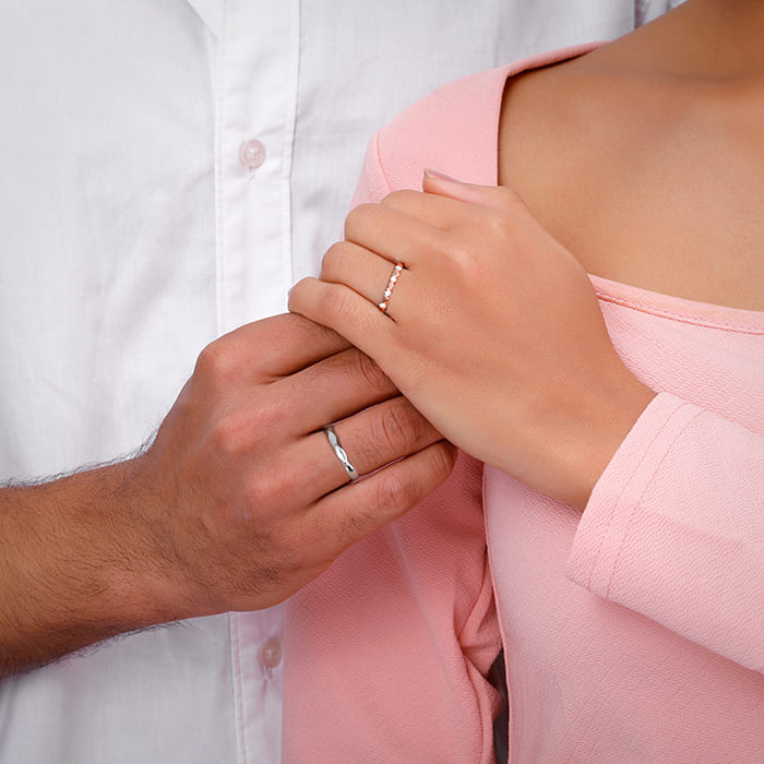 Dual Tone One Love Couple Bands - view 3