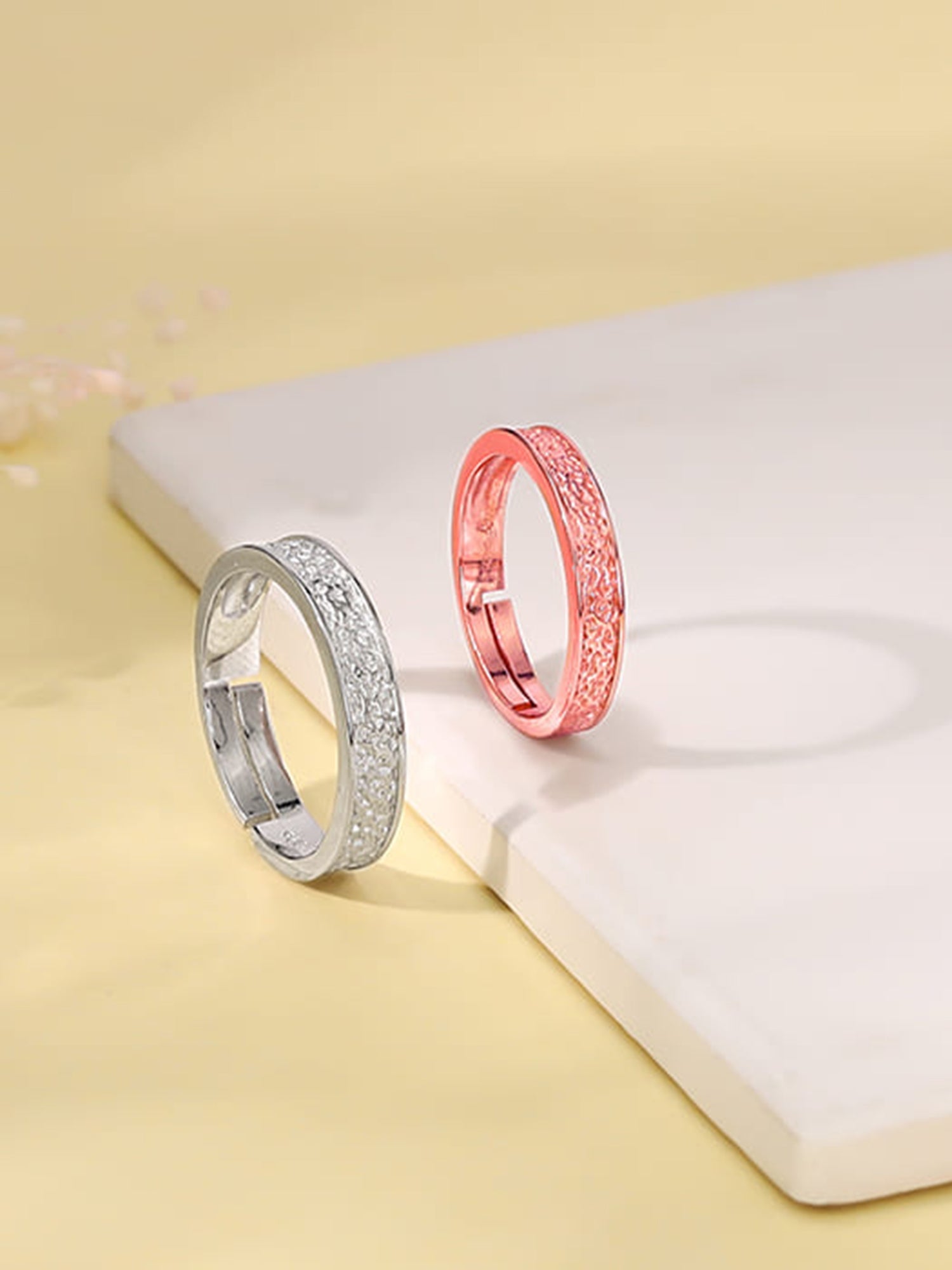 Dual Tone Destined Hearts Couple Bands