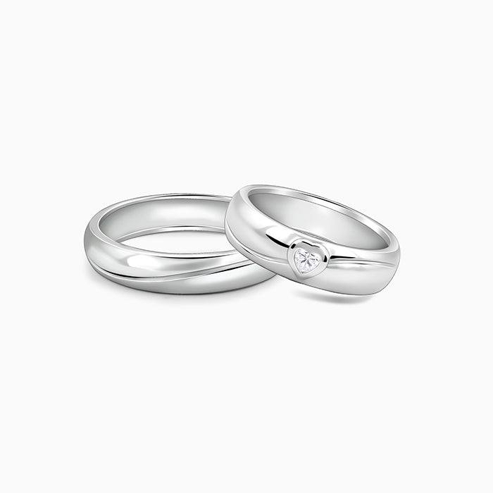 Silver Tied Together Couple Rings - Image 1