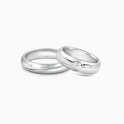 Silver Tied Together Couple Rings