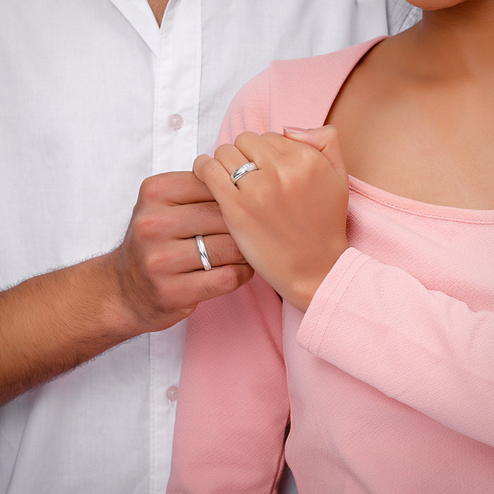 Silver Tied Together Couple Rings - view 3