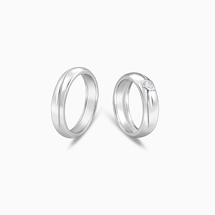 Silver Tied Together Couple Rings - view 4