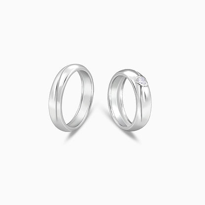 Silver Tied Together Couple Rings