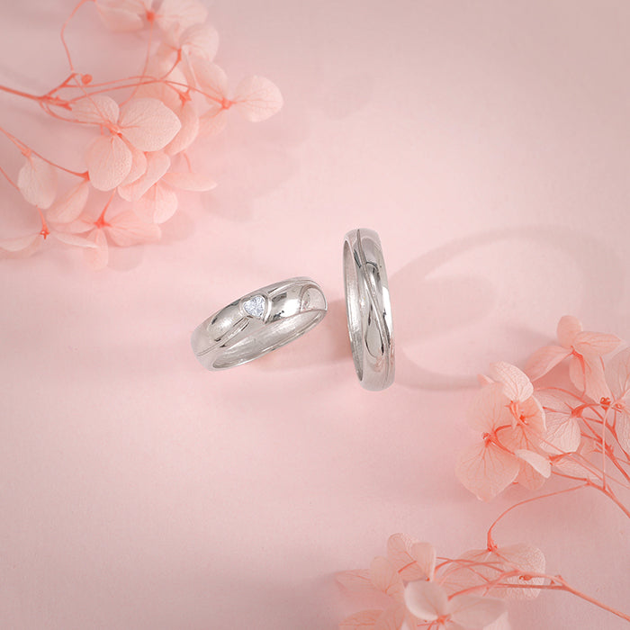 Silver Tied Together Couple Rings - view 2