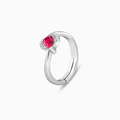 Silver Dewdrop Heart Ring