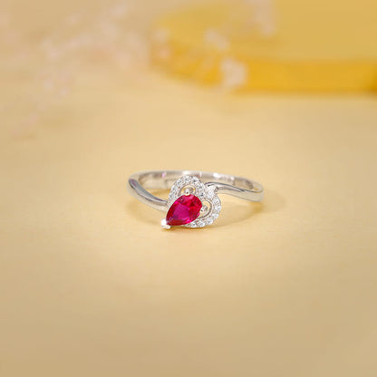 Silver Dewdrop Heart Ring