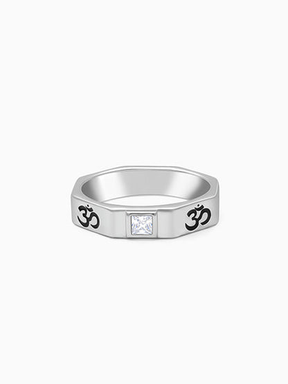 Silver Om Ring For Men