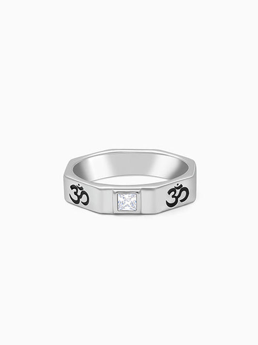 Silver Om Ring For Men