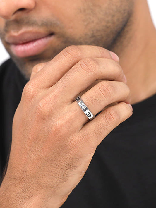 Silver Om Ring For Men