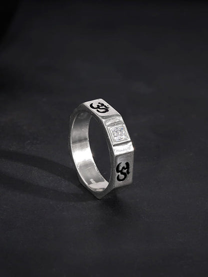 Silver Om Ring For Men