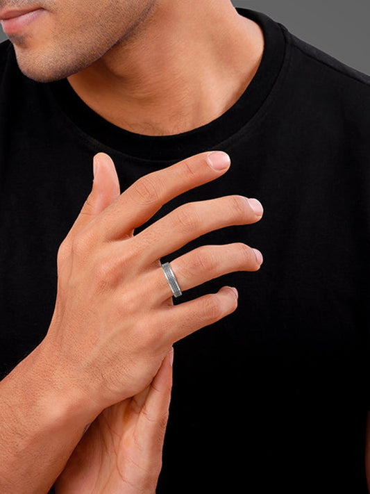 Oxidised Silver Alpha Ring For Him