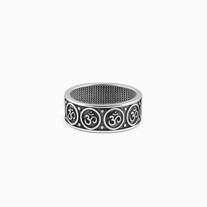 Oxidised Silver Classic Omkar Band For Him