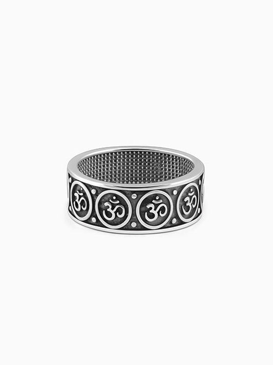 Oxidised Silver Classic Omkar Band For Him