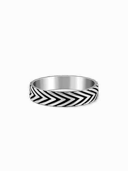 Oxidised Silver Chevron Ring For Him