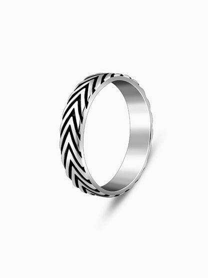 Oxidised Silver Chevron Ring For Him