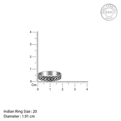 Oxidised Silver Chevron Ring For Him