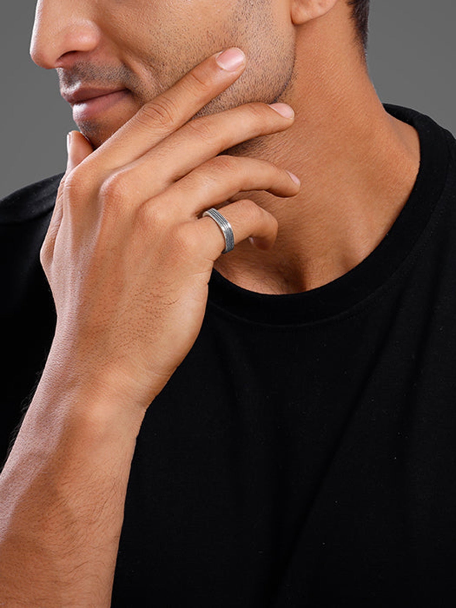 Oxidised Silver Meraki Ring For Him