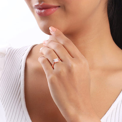 Rose Gold Square Cluster Ring