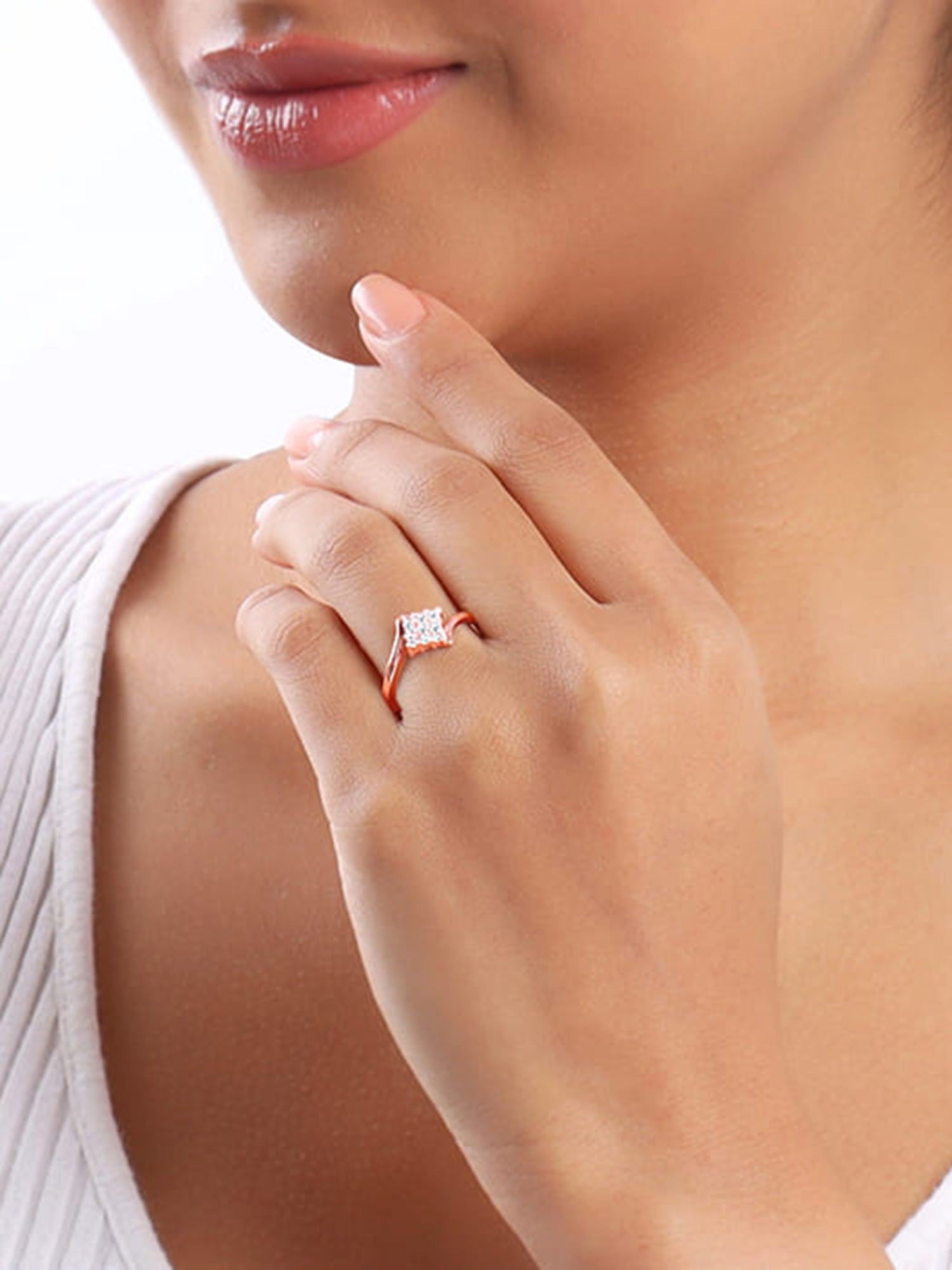 Rose Gold Square Cluster Ring