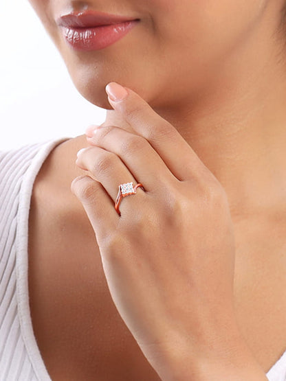 Rose Gold Square Cluster Ring