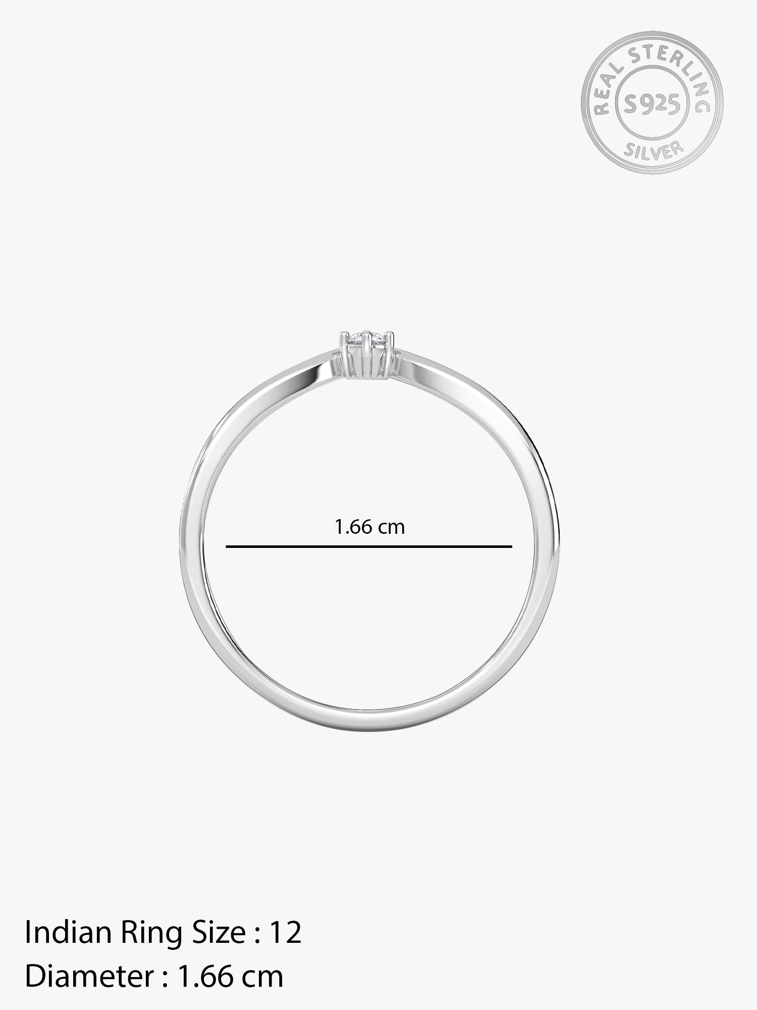 Silver Sparkling V Ring