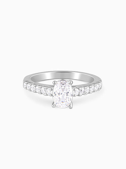 Silver Glowing Oval Ring