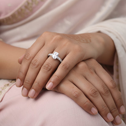 Silver Glowing Oval Ring