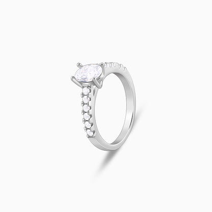 Silver Glowing Oval Ring