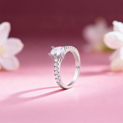 Silver Glowing Oval Ring