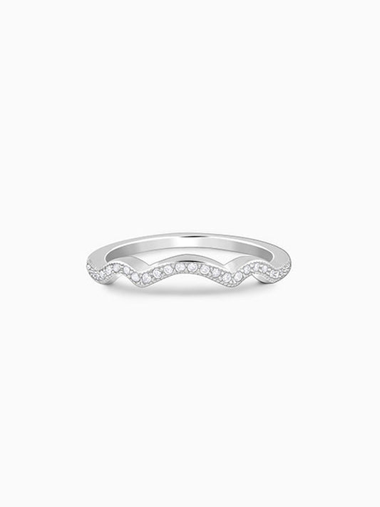 Silver Shinning Wave Ring