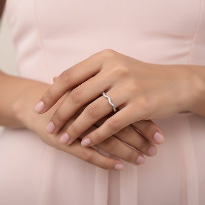 Silver Shinning Wave Ring