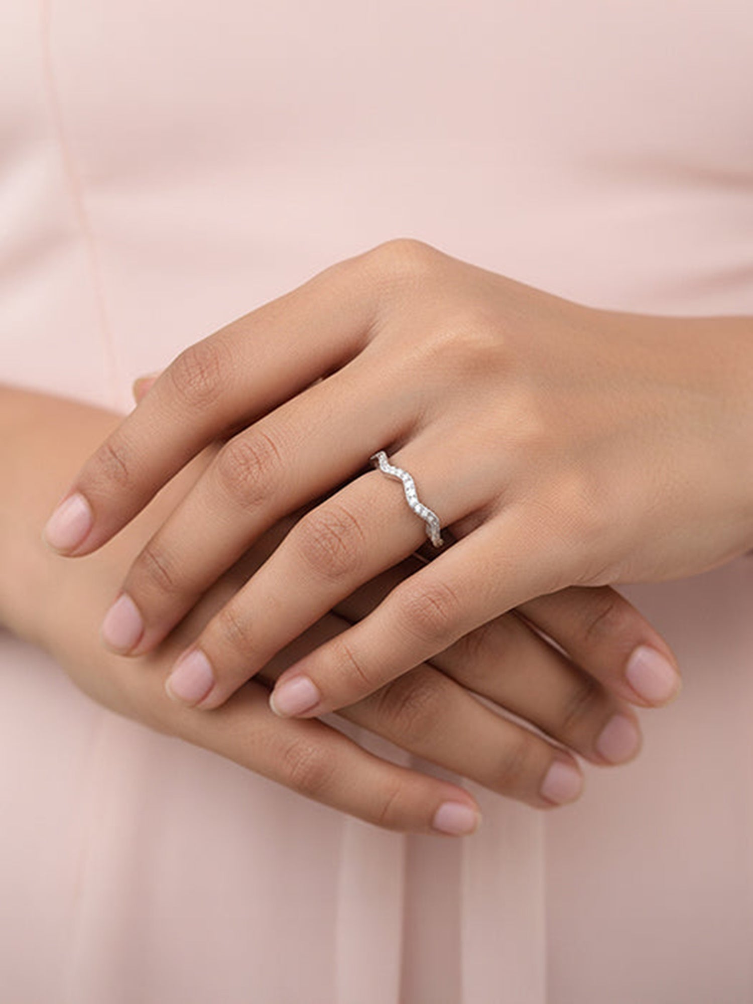Silver Shinning Wave Ring