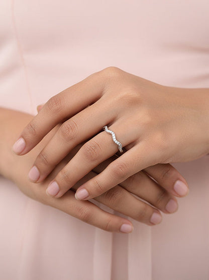 Silver Shinning Wave Ring