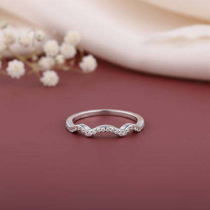 Silver Shinning Wave Ring